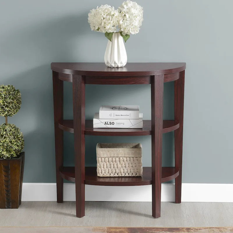 Half-Circle Console Table with Shelves