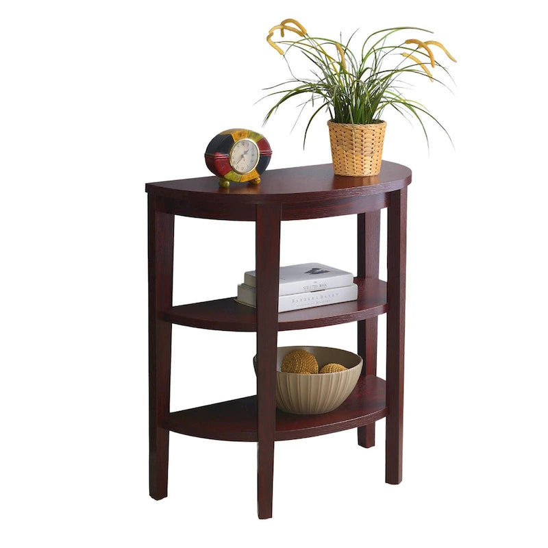 Half-Circle Console Table with Shelves