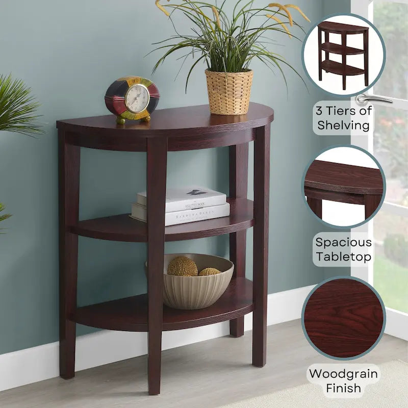 Half-Circle Console Table with Shelves