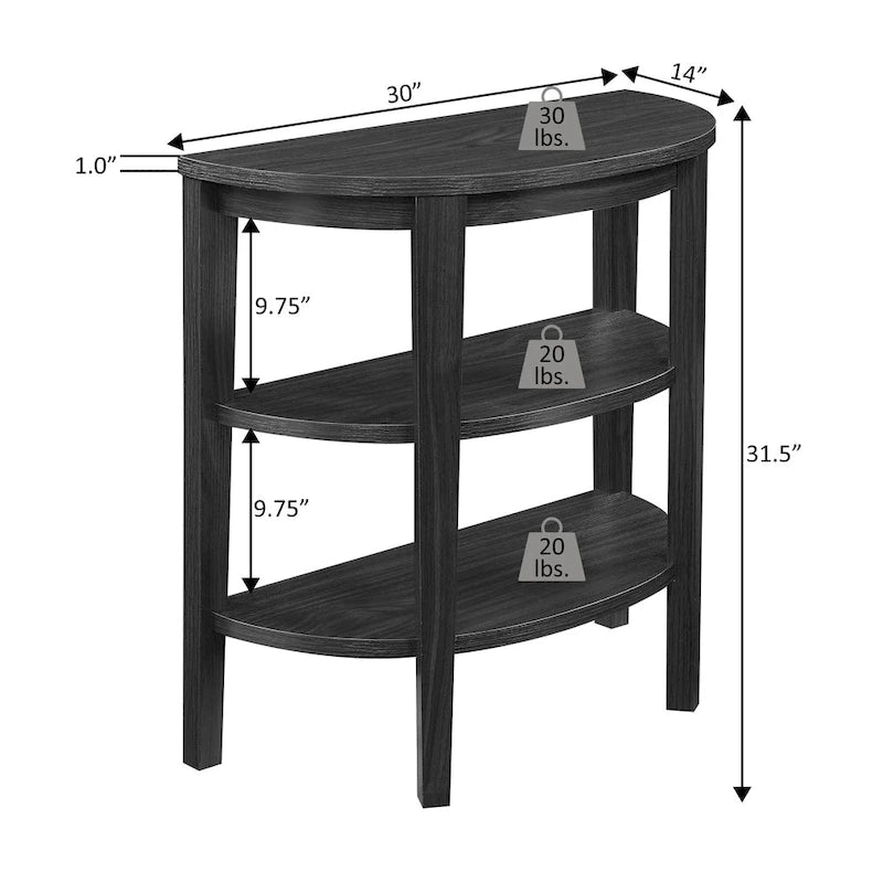 Half-Circle Console Table with Shelves