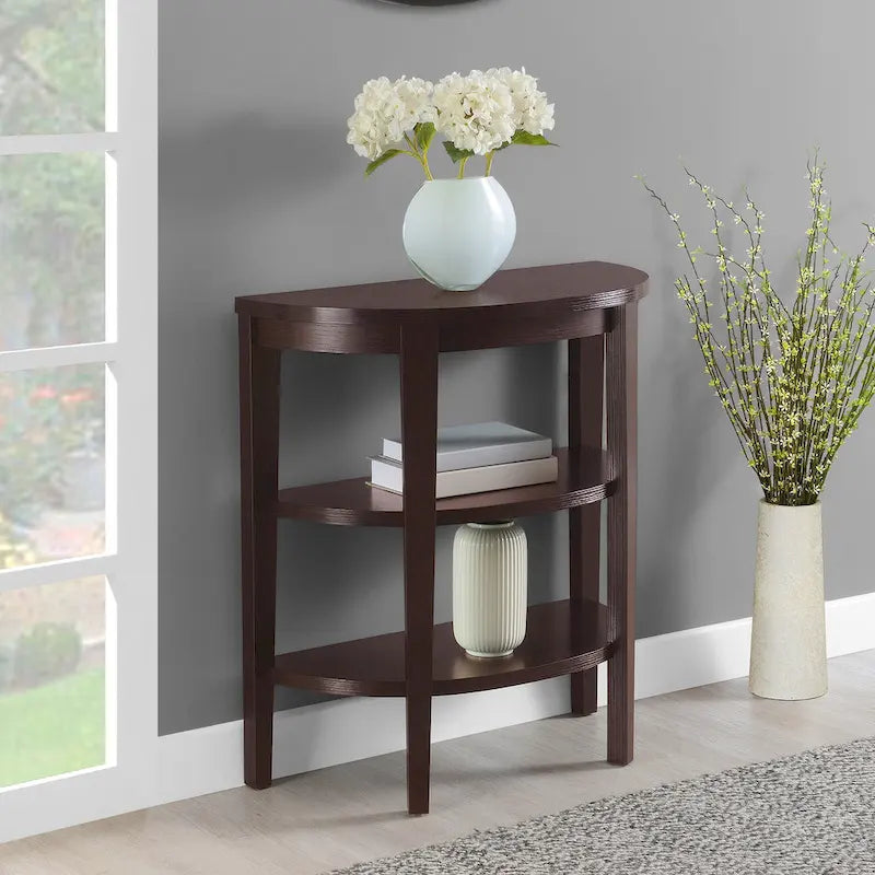 Half-Circle Console Table with Shelves