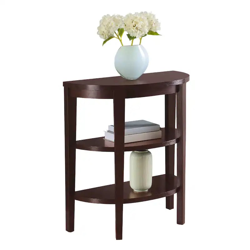 Half-Circle Console Table with Shelves