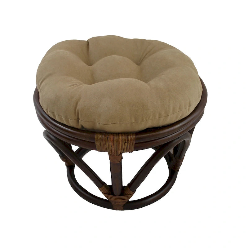 Bali-Fußhocker, 18 Zoll, mit Microsuede-Polster