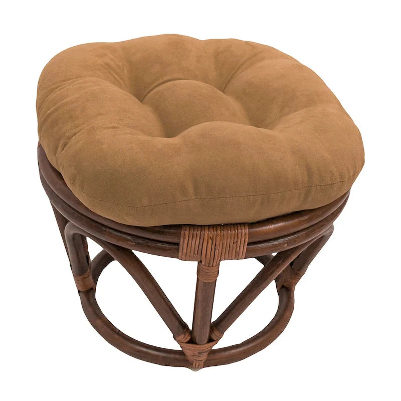 Bali-Fußhocker, 18 Zoll, mit Microsuede-Polster