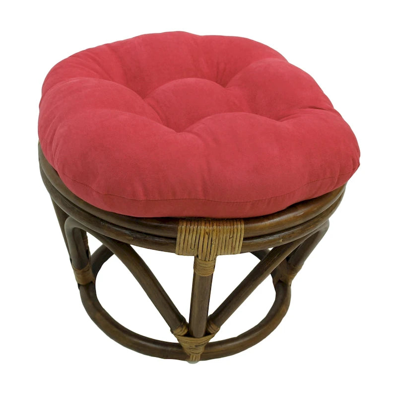 Bali-Fußhocker, 18 Zoll, mit Microsuede-Polster