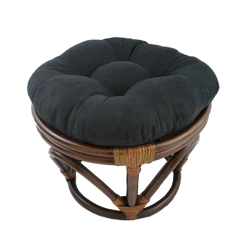Bali-Fußhocker, 18 Zoll, mit Microsuede-Polster