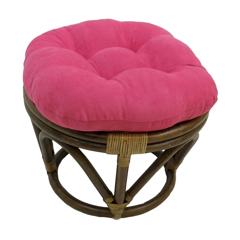 Bali-Fußhocker, 18 Zoll, mit Microsuede-Polster
