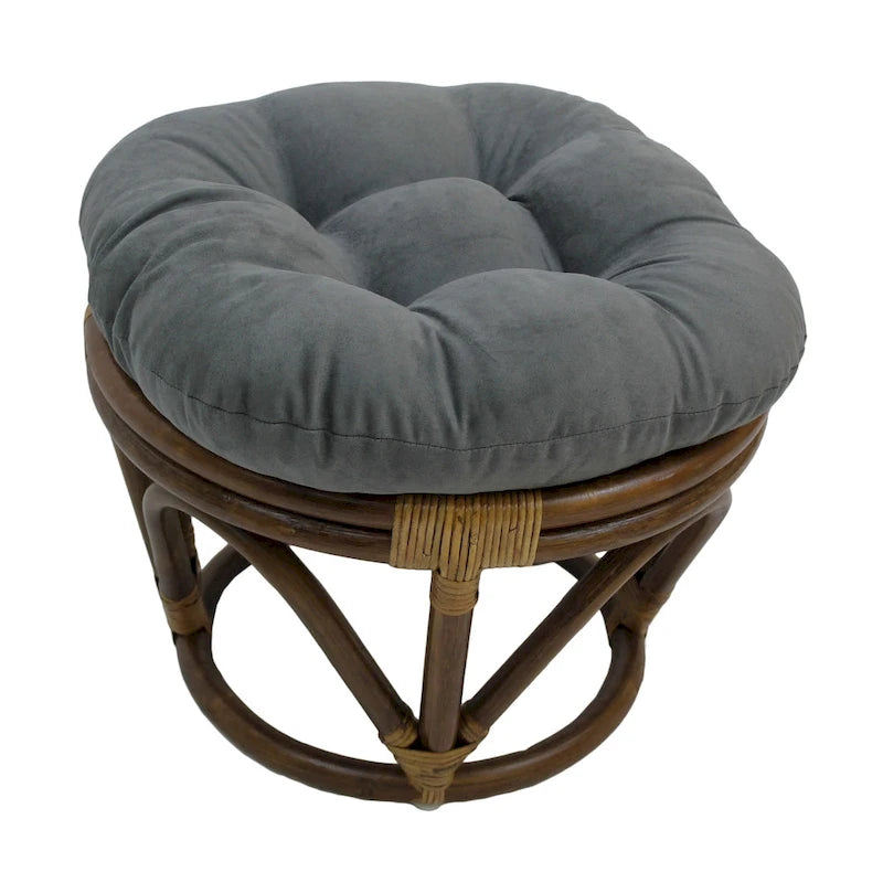 Bali-Fußhocker, 18 Zoll, mit Microsuede-Polster