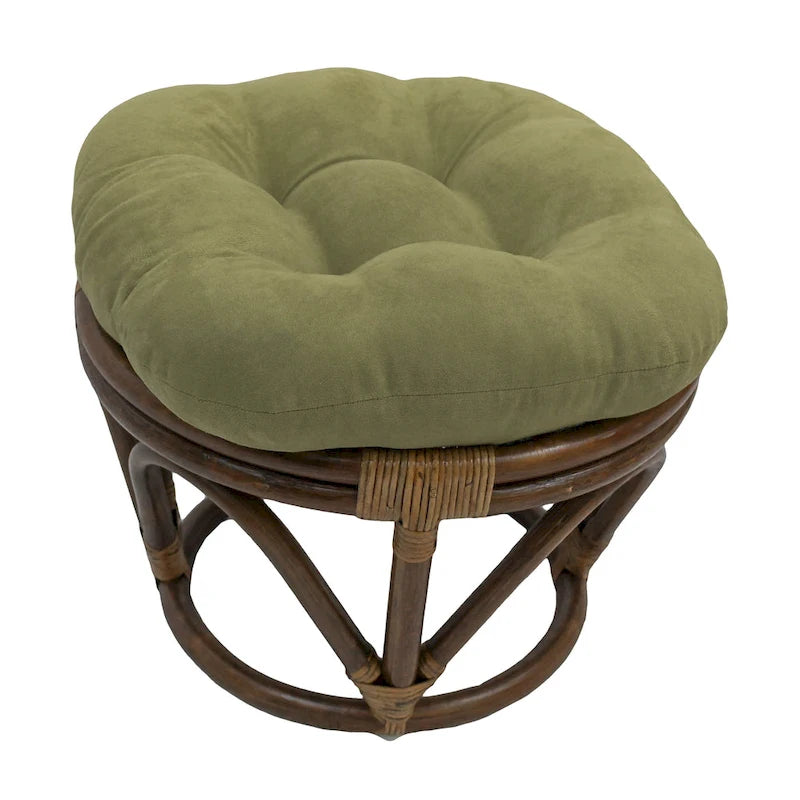 Bali-Fußhocker, 18 Zoll, mit Microsuede-Polster