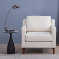 Modern Accent Chair, Faux Linen / Vegan Leather Armchair