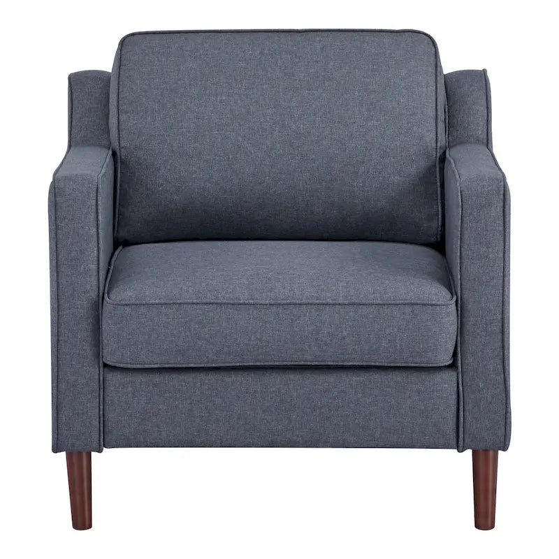 Modern Accent Chair, Faux Linen / Vegan Leather Armchair