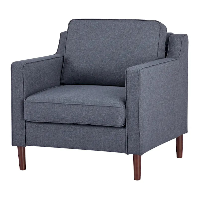 Modern Accent Chair, Faux Linen / Vegan Leather Armchair