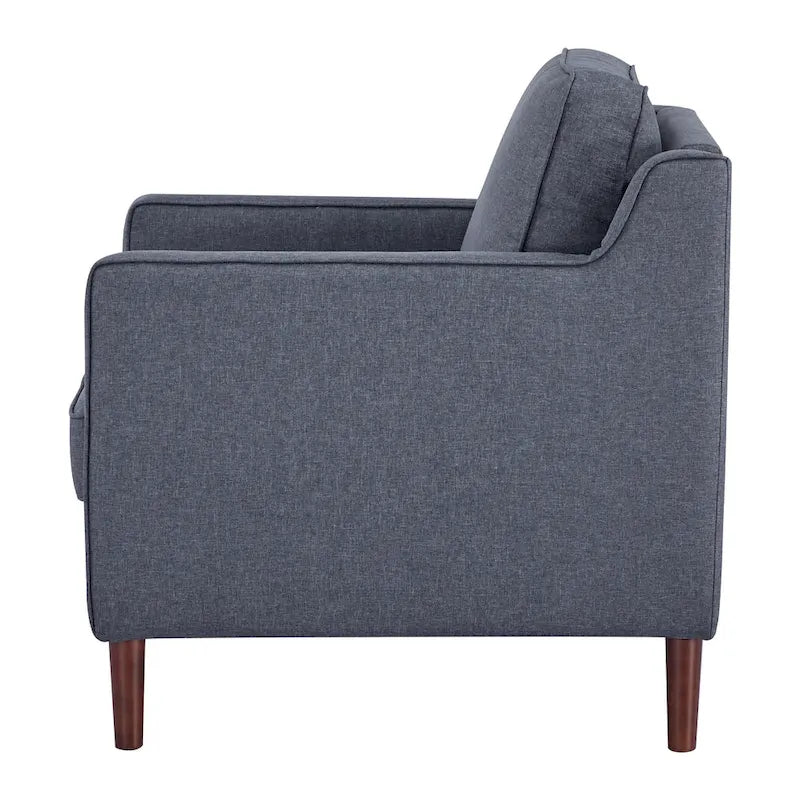 Modern Accent Chair, Faux Linen / Vegan Leather Armchair