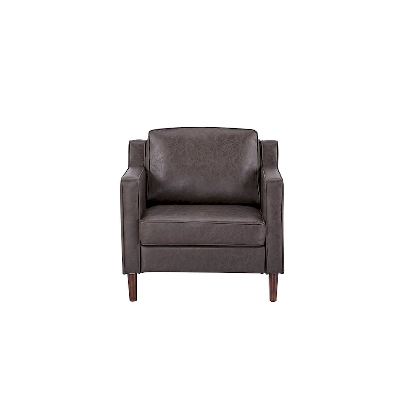 Modern Accent Chair, Faux Linen / Vegan Leather Armchair