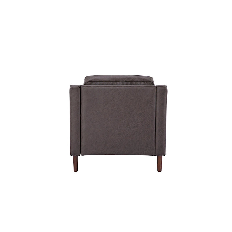 Modern Accent Chair, Faux Linen / Vegan Leather Armchair