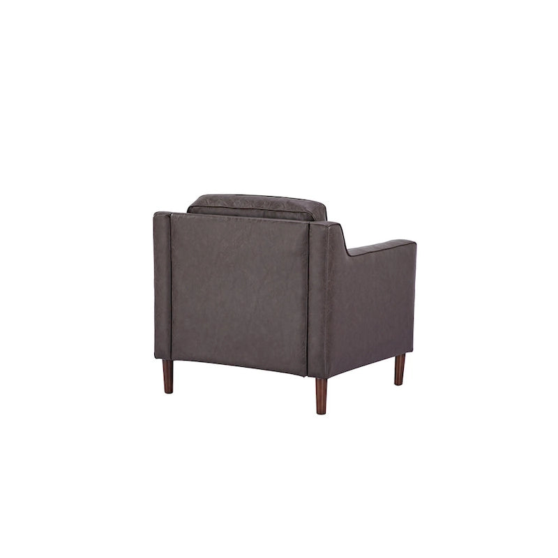 Modern Accent Chair, Faux Linen / Vegan Leather Armchair