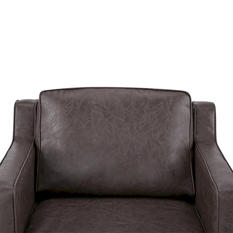 Modern Accent Chair, Faux Linen / Vegan Leather Armchair