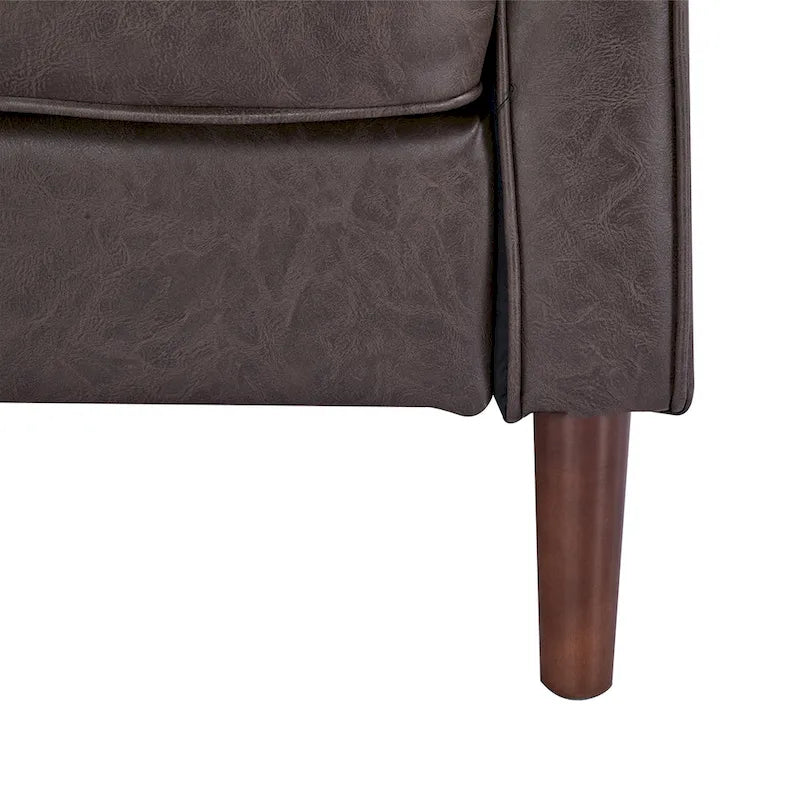 Modern Accent Chair, Faux Linen / Vegan Leather Armchair