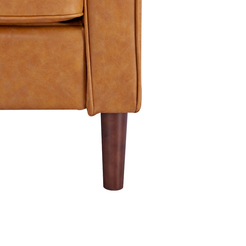 Modern Accent Chair, Faux Linen / Vegan Leather Armchair
