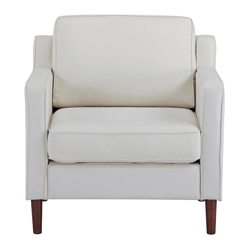 Modern Accent Chair, Faux Linen / Vegan Leather Armchair