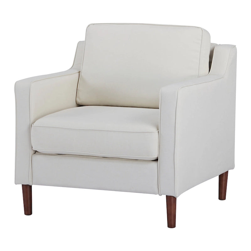Modern Accent Chair, Faux Linen / Vegan Leather Armchair