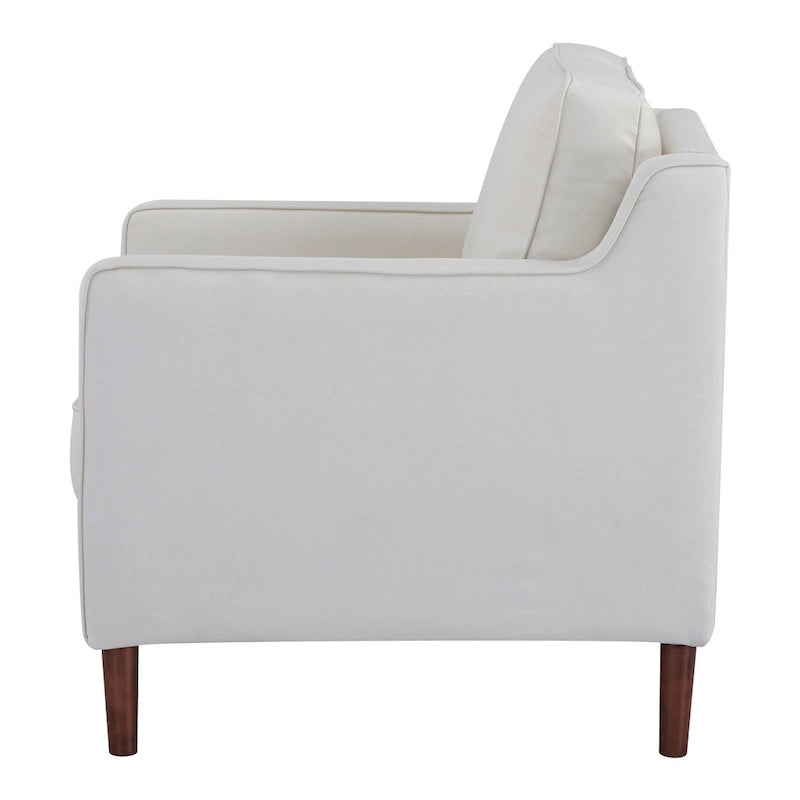 Modern Accent Chair, Faux Linen / Vegan Leather Armchair