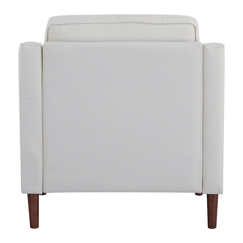 Modern Accent Chair, Faux Linen / Vegan Leather Armchair