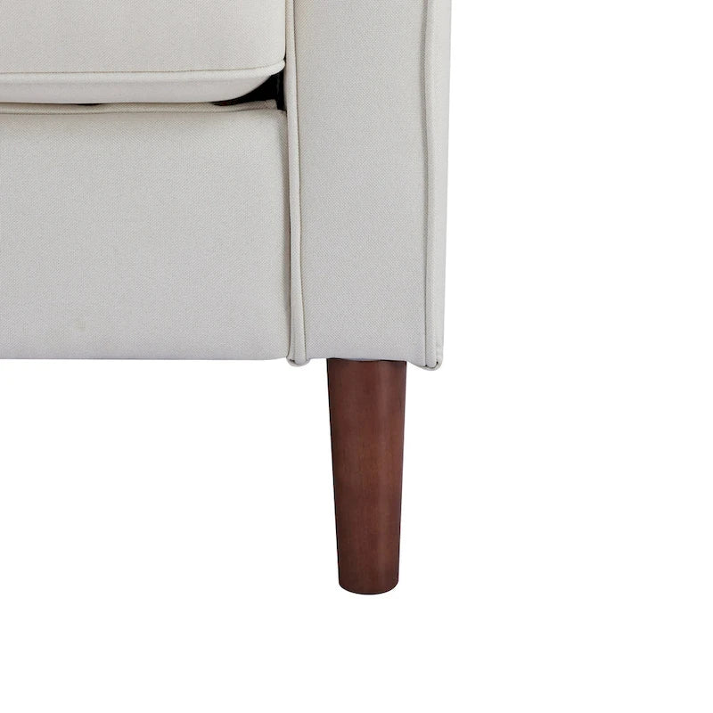 Modern Accent Chair, Faux Linen / Vegan Leather Armchair