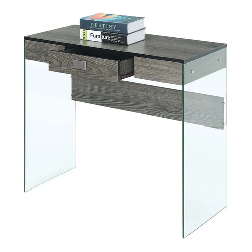 36-Inch Glass Top Computer Desk with 1 Drawer for Home Office & Study