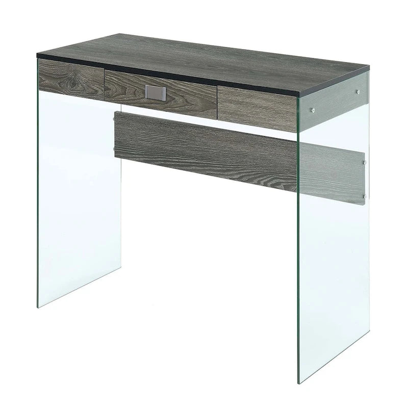 36-Inch Glass Top Computer Desk with 1 Drawer for Home Office & Study