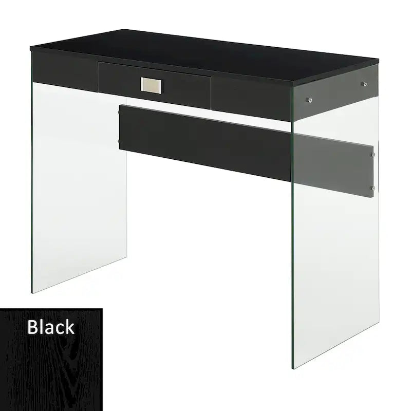 36-Inch Glass Top Computer Desk with 1 Drawer for Home Office & Study