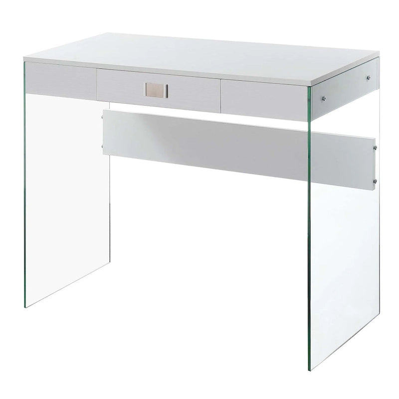 36-Inch Glass Top Computer Desk with 1 Drawer for Home Office & Study