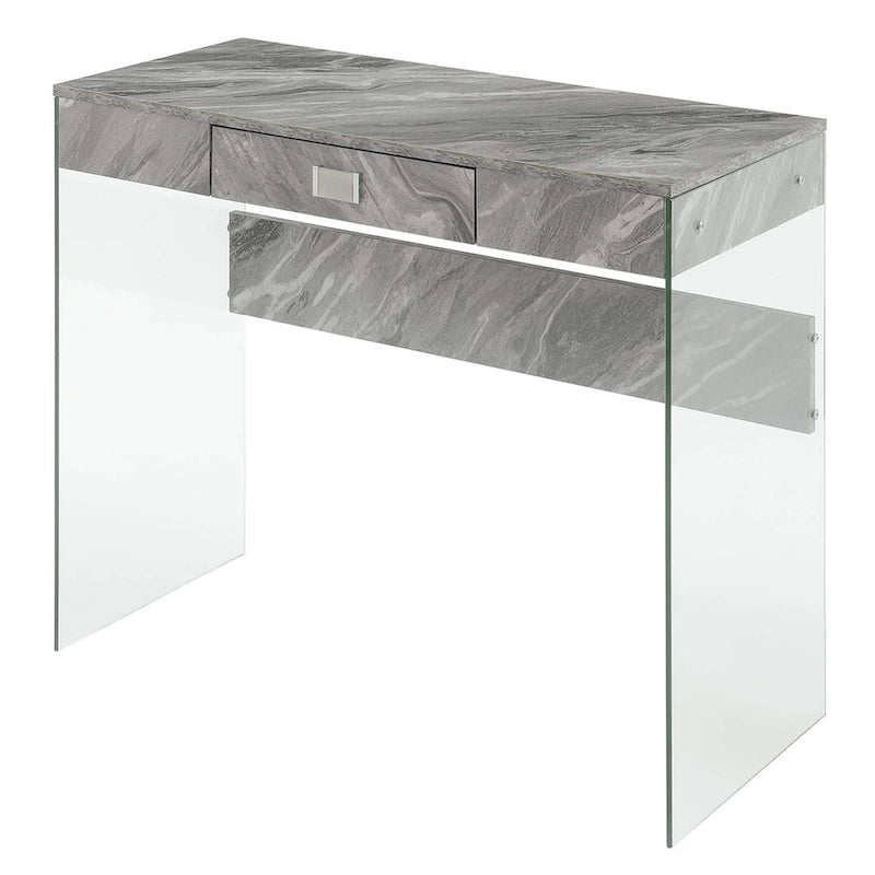 36-Inch Glass Top Computer Desk with 1 Drawer for Home Office & Study