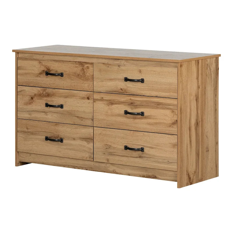 Kommode mit 6 Schubladen, Metallschienen und großem Stauraum fürs Schlafzimmer