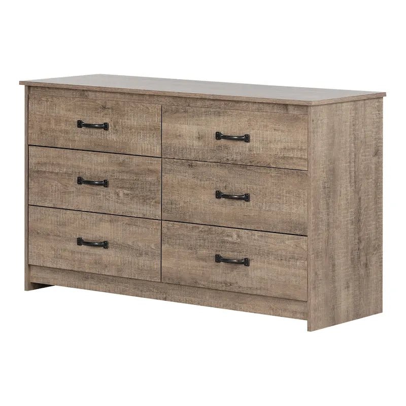 Kommode mit 6 Schubladen, Metallschienen und großem Stauraum fürs Schlafzimmer