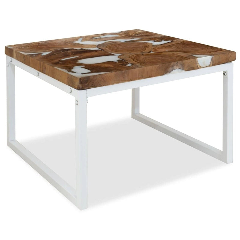 vidaXL Coffee Table End Table Side Table Living Room Furniture Teak Resin - 23.6 x 23.6 x 15.7 (L x W x H)