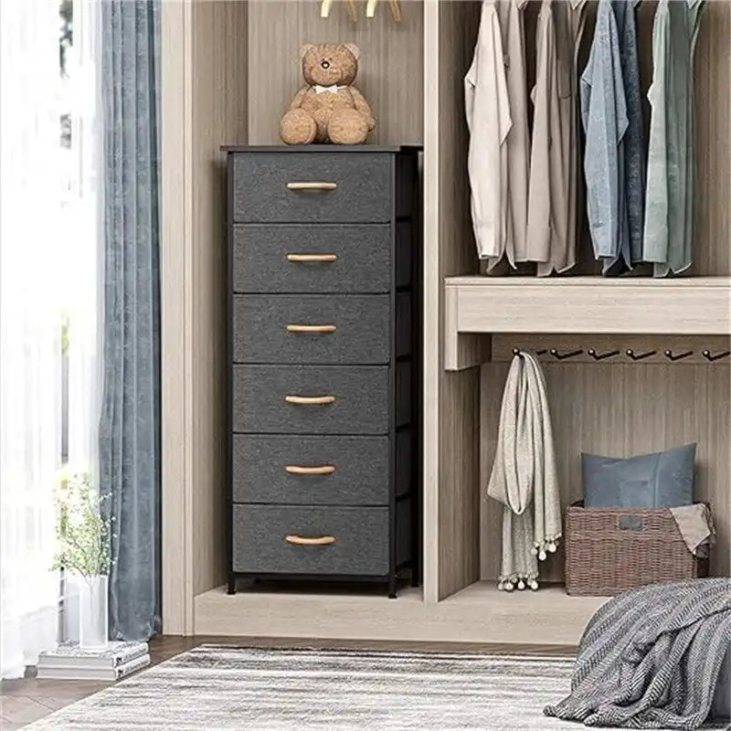 6-Drawer Vertical Dresser Storage Tower with Wide Chest for Bedroom & Closet