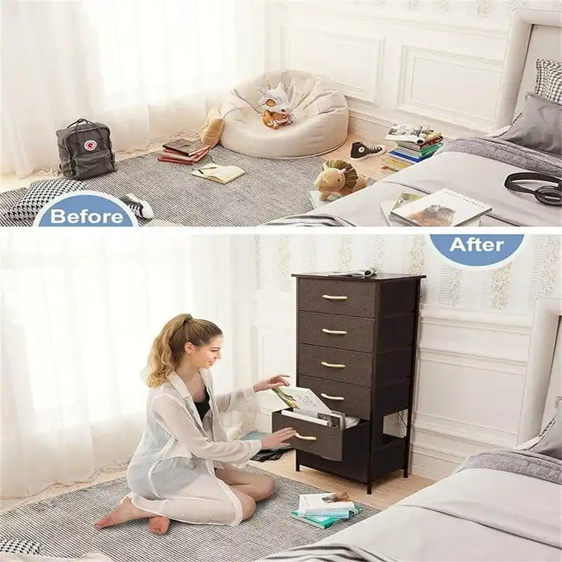 Cassettiera verticale a 6 cassetti con ampio mobile contenitore per camera da letto e cabina armadio