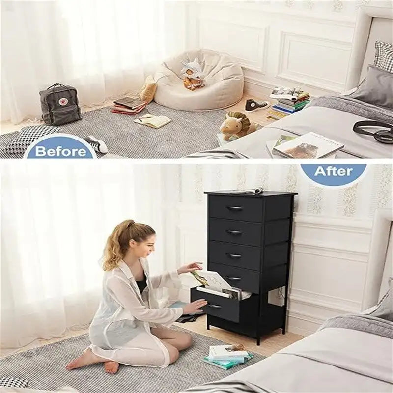 Cassettiera verticale a 6 cassetti con ampio mobile contenitore per camera da letto e cabina armadio