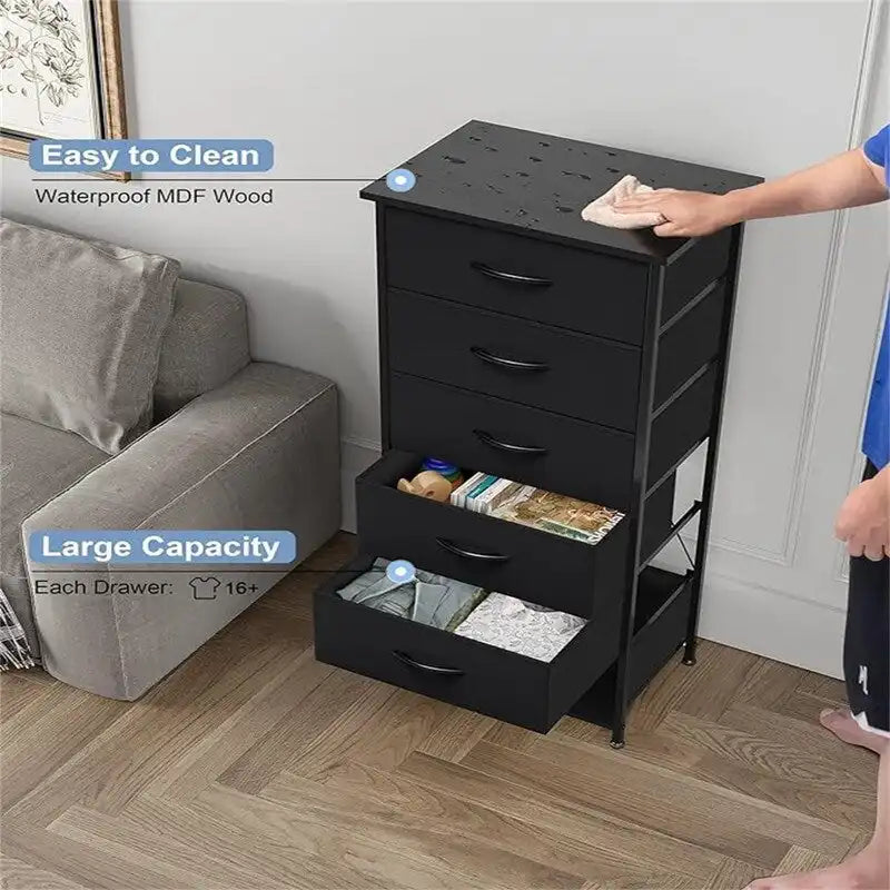 Cassettiera verticale a 6 cassetti con ampio mobile contenitore per camera da letto e cabina armadio