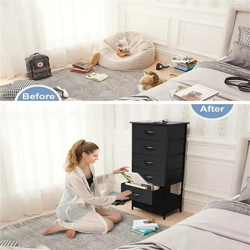 Cassettiera verticale a 6 cassetti con ampio mobile contenitore per camera da letto e cabina armadio