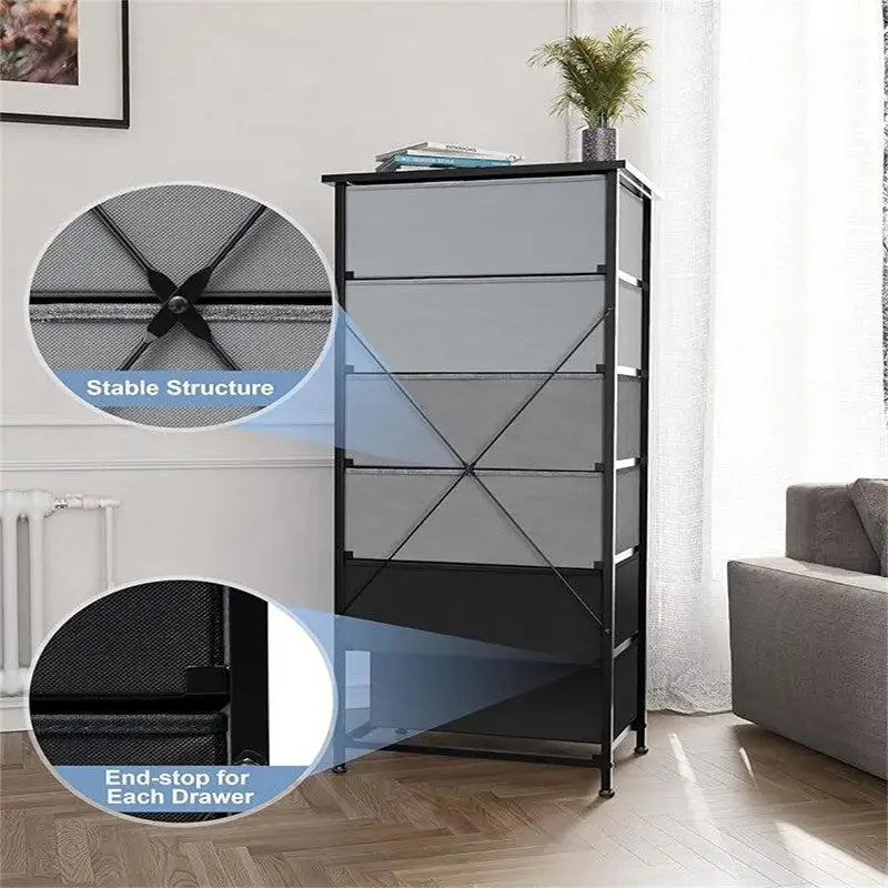 Cassettiera verticale a 6 cassetti con ampio mobile contenitore per camera da letto e cabina armadio