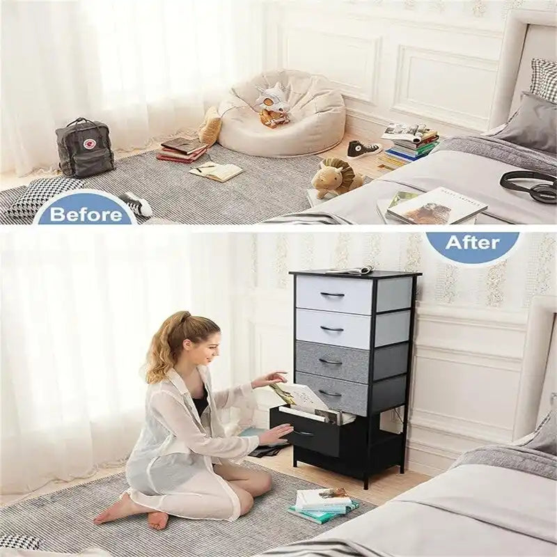 Cassettiera verticale a 6 cassetti con ampio mobile contenitore per camera da letto e cabina armadio