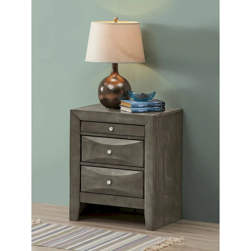 Modern 23-in Metal Knob 3-Drawer Wood Nightstand