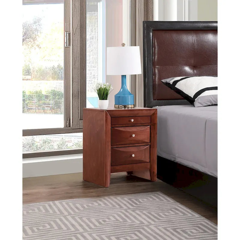 Modern 23-in Metal Knob 3-Drawer Wood Nightstand