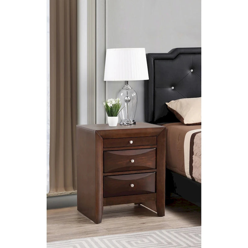 Modern 23-in Metal Knob 3-Drawer Wood Nightstand
