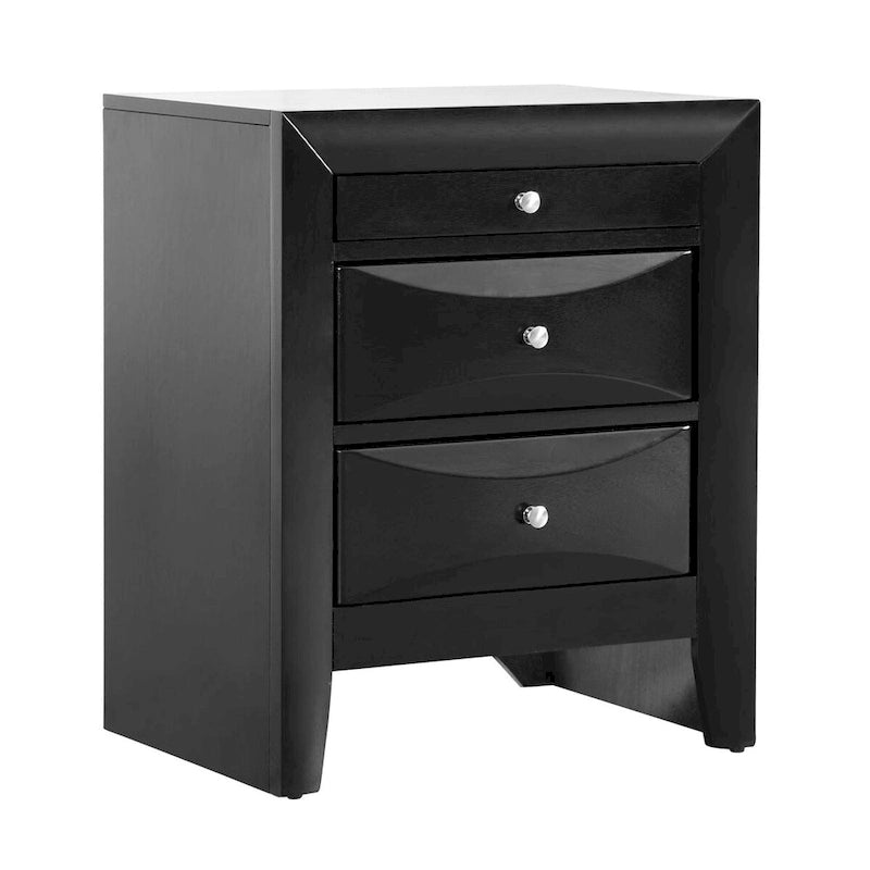 Modern 23-in Metal Knob 3-Drawer Wood Nightstand