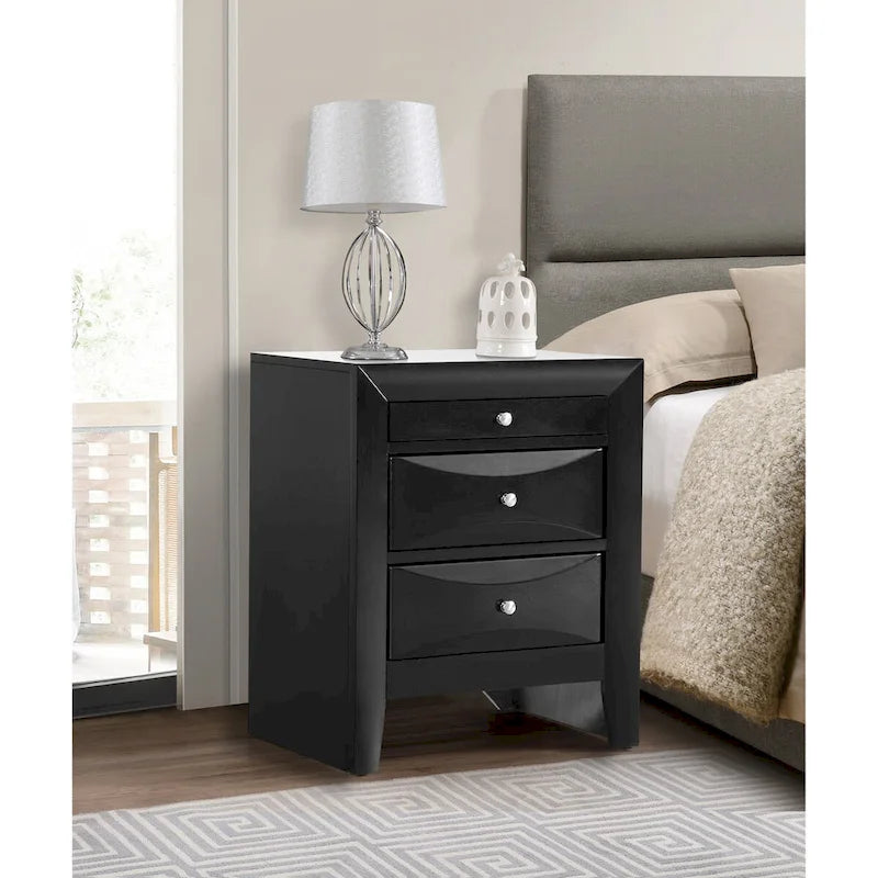 Modern 23-in Metal Knob 3-Drawer Wood Nightstand