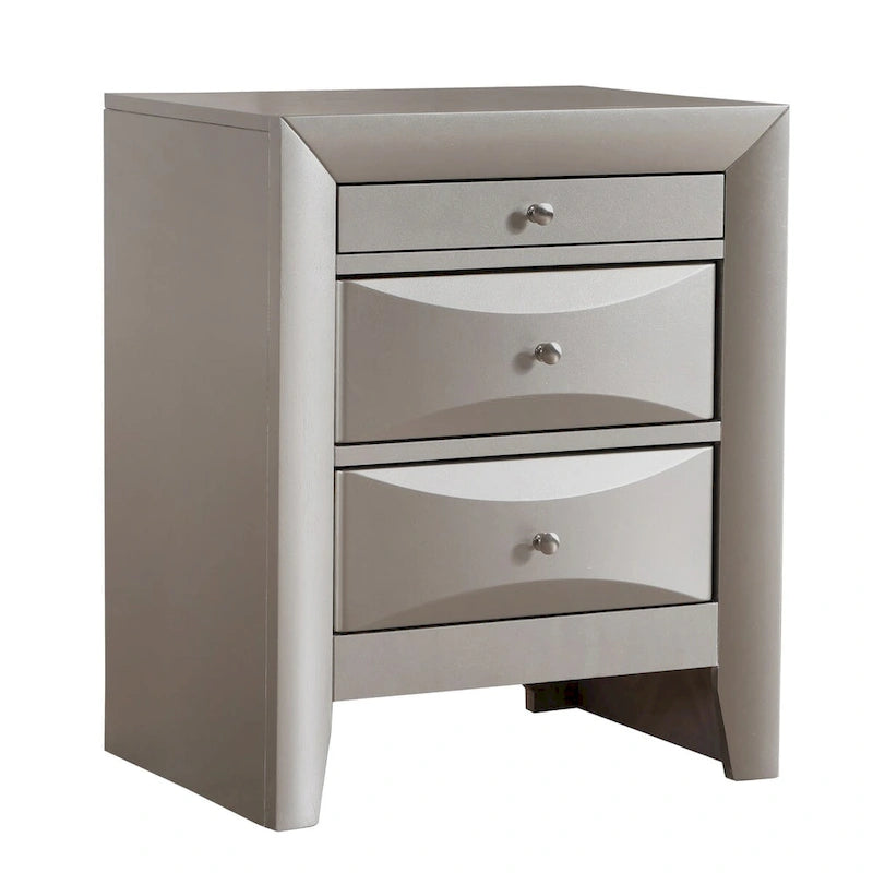 Modern 23-in Metal Knob 3-Drawer Wood Nightstand