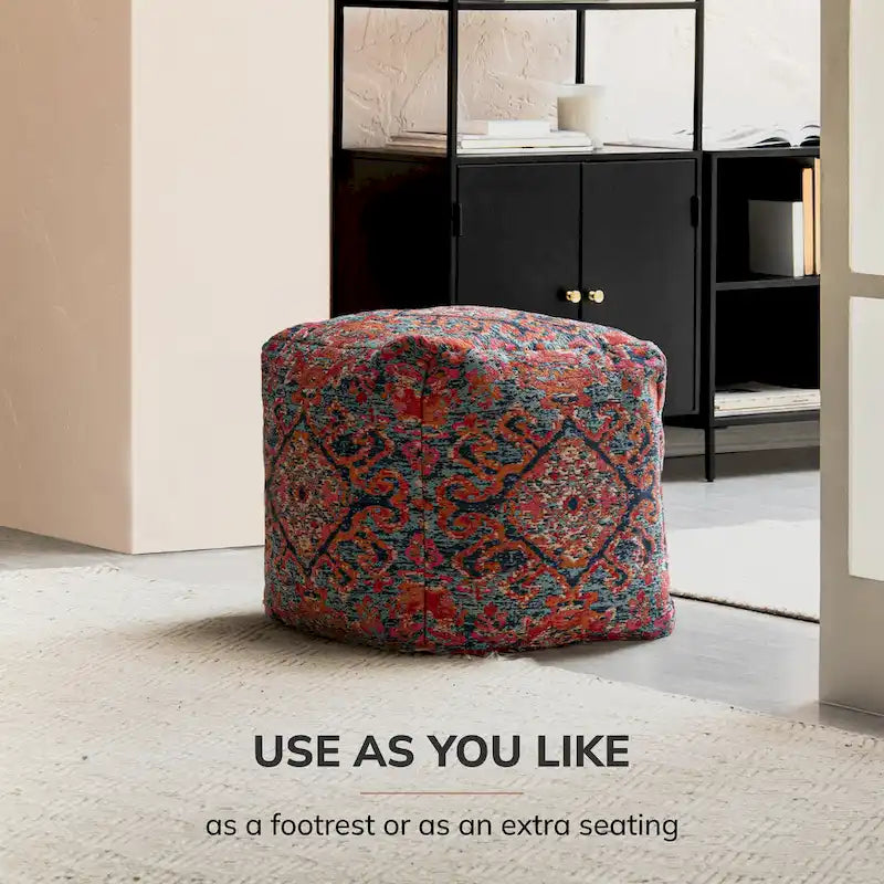 Roter, 20-Zoll-Pouf-Ottomane in verschiedenen Farben, quadratisch - handgefertigte Fußablage für Wohnzimmer und Kinderzimmer
